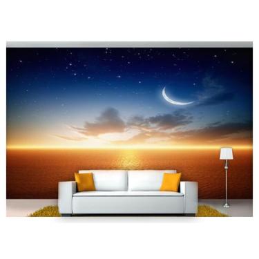 Imagem de Papel De Parede Lua Noite Mar Por Do Sol 3D Lua13 - Você Decora