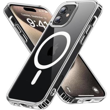 Imagem de Capa compatível com iPhone 16 Pro, capa magnética forte antiamarelamento fina, transparente, capa protetora de nível militar, proteção contra quedas à prova de choque, capa fina transparente para