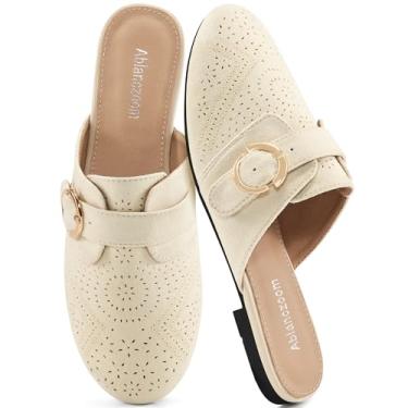 Imagem de Mules for Women Flat Shoes: confortável bico fechado sem cadarço elegante camurça feminino mule 2025 escritório interno externo, Bege, 35