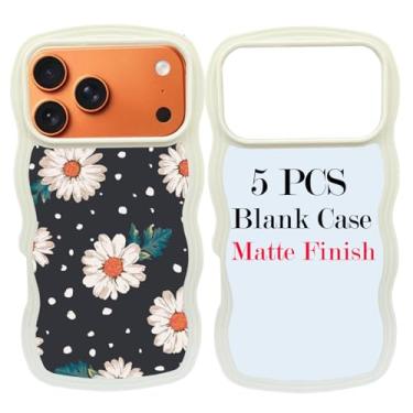 Imagem de JUSTRY 5 peças de capa de telefone em branco por sublimação em branco para impressão compatível com iPhone 17 Pro, capa protetora de borracha personalizada com prensa térmica DIY + inserção fosca