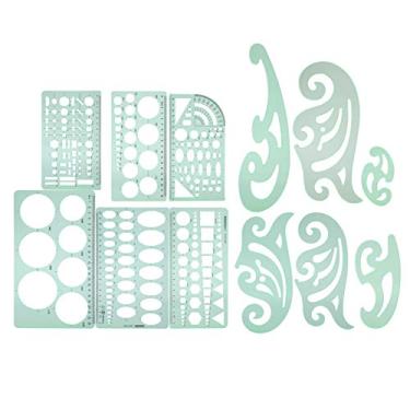 Imagem de Phefop 12 PCS Modelos de Desenho Multifuncionais, Modelos de Medição Geométrica, Réguas de Projeto, Estênceis de Círculo Arquitetônico para Estudar, Projetar, Cofragem de Edifícios de Escritórios, Escola de Estudantes