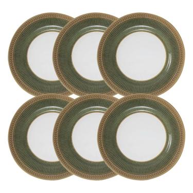 Imagem de Jogo 6 Pratos De Sobremesa Celebrate Verde Cerâmica Alleanza 20cm
