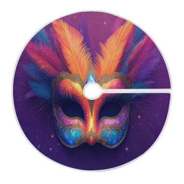 Imagem de Blueangle Saia de árvore colorida para Mardi Gras de 118 cm, saia de poliéster macio para decoração de carnaval (209)