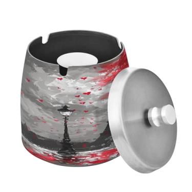 Imagem de Blueangle Cinzeiro Torre Eiffel Paris com tampa para cigarros, à prova de vento/chuva, aço inoxidável, sem fumaça, inodoro, cinzeiro para uso interno ou externo (18)