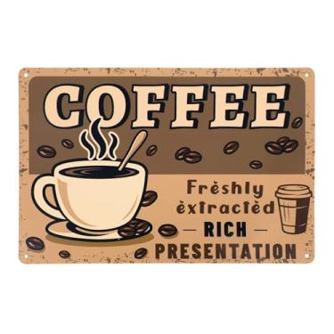 Imagem de Placa Cafeteria, 30x20cm Metal Decoração de Parede com Placas Vintage de Café Acessório Divertido para Pendurar em Cafeterias Ideal para Escritório e Casa