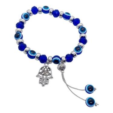 Imagem de Pulseira Olho Grego Mão De Fátima Hamsá talisma aaproteção - ASA