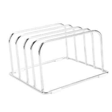 Imagem de Zerodis Organizador de Tábua de Corte de Aço Inoxidável Prateleiras para Pratos Com 4 Slots Suporte para Tábua de Cortar Com Pés Antiderrapantes Rack de Armazenamento Compacto para Bancada de