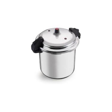 Imagem de Panela de Pressão 20 Litros, Alumínio, Cinza, Fechamento Externo, 2 Válvulas de Segurança, 40cm Diâmetro x 37cm Altura