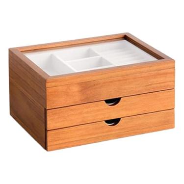 Imagem de Baoblaze Caixa de Joias de Madeira com 3 Camadas, Expositor Decorativo para Presentes do Dia Mães, Organizador de Joias de Madeira para Anéis, Ideal para