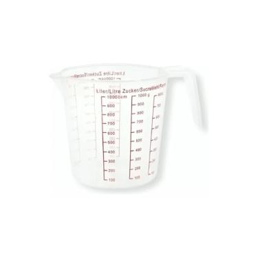 Imagem de Jarra Medidora Graduada 1 Litro 1000 ml com Alça – Plástico Resistente, Medidas Precisas para Cozinha
