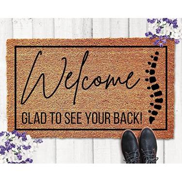 Imagem de Welcome Glad to See Your Back, capacho de quiroprático engraçado, tapete de boas-vindas, tapete engraçado, capacho de negócios, presente de quiropraxia, decoração de quiropraxia, decoração de cozinha