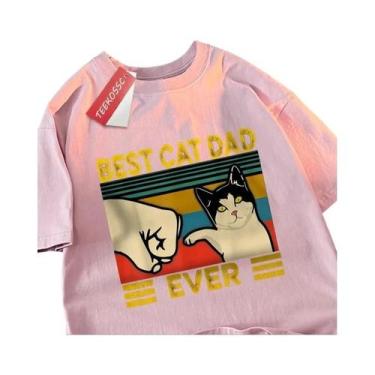 Imagem de Camiseta Oversized De Algodão Melhor Pai De Gato De Todos Tops Punch P