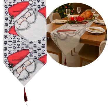 Imagem de Caminho de Mesa Gobelin Natal Premium 180x33cm Estampa Papai Noel Ho Ho Ho