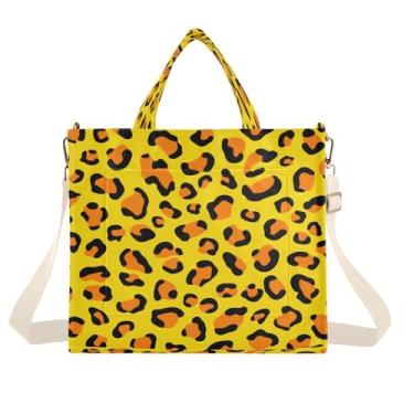 Imagem de CEBUGI Bolsa feminina com estampa de leopardo e alça de ombro ajustável para trabalho, faculdade, viagem, P, A459, Medium
