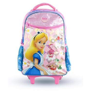 Imagem de Mochila Escolar Rodinhas Disney Alice No País Das Maravilhas-Feminino