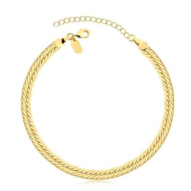 Imagem de Pulseira Radhau Malha Trabalhada Folheada A Ouro 18k, 20cm, Única