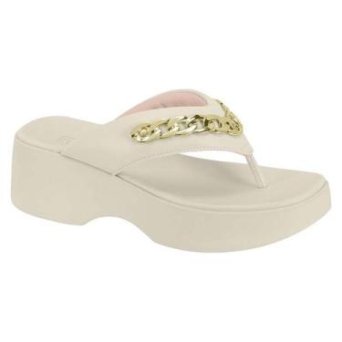 Imagem de Sandália Feminina Moleca Plataforma Médio Flatform Corrente Confortáve