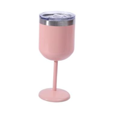 Imagem de Taça de Vinho Térmica Taça Copo Térmico De Aço Inoxidável Taças para Festa 510ml Base antiderrapante(Rosa Claro)