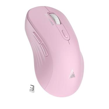 Imagem de SOLAKAKA Mouse sem fio SM66 rosa silencioso modo duplo 2,4 GHz, ajustável 4200 DPI, mouse de computador sem fio recarregável para PC, Mac, laptop, desktop