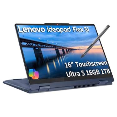 Imagem de Laptop Lenovo IdeaPad Flex 5i 2 em 1 (tela sensível ao toque FHD de 16 polegadas, Intel Ultra 5 Gen 2 225U, 16 GB de RAM, SSD de 1 TB, caneta digital, 12 núcleos (> i7-1355U)) AI PC para criador