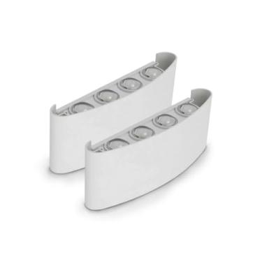 Imagem de Kit 1/2/3 Luminárias Arandela Meia Lua - 6/8 LEDs Bivolt, Luminária de Parede Externa e Interna, Cores Branco/Preto, Decorativa e Resistente (2 Branco,6 Leds)