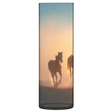Imagem de JUZIHAI Dawn Horses Vaso de corrida para flores 9,9 cm x 30 cm Cilindro de plástico moderno vaso de flores para centro de mesa de casamento decoração de casa