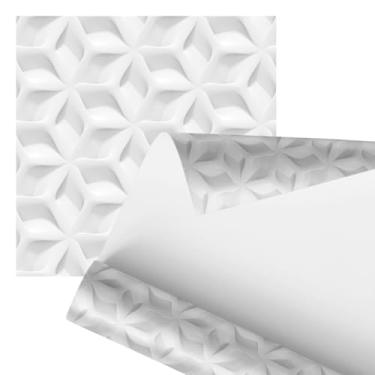 Imagem de Papel de Parede 3D Branco, Padrão Geométrico em Relevo, Decorativo, 2,80 Centímetros, Design Moderno