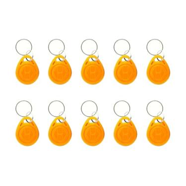 Imagem de 125 khz RFID fob etiquetas RFID graváveis T5577 cartão RFID fob 125khz para gravador RFID, compatível com leitores de formato 1386 1326 H10301 e sistemas de controle de acesso para 10 peças (amarelo)