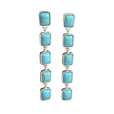 Imagem de Azusa Sun Brincos vintage turquesa natural turquesa boêmia, retrô, joias ocidentais, presentes para mulheres, One size, Turquesa, Sem pedra preciosa