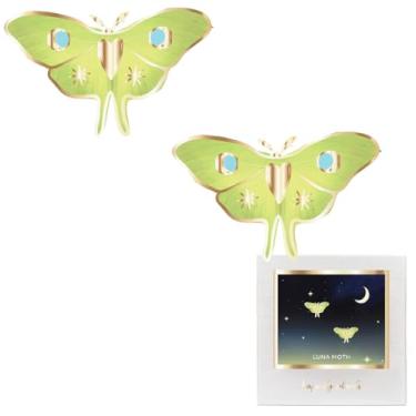 Imagem de Brincos de mariposa Luna, brincos de mariposa de ouro 18K inspirados na natureza, seguros para orelhas sensíveis, brincos de borboleta e mariposa, joias exclusivas de mariposa lunar, brincos pequenos