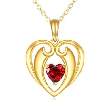 Imagem de KECHO Presentes de Natal, colar de coração de ouro maciço 14 k para mulheres, rosa, trevo, moissanita, joias para o dia das mães, para esposa, mãe e amigas, 16, Ouro, Ouro 14K
