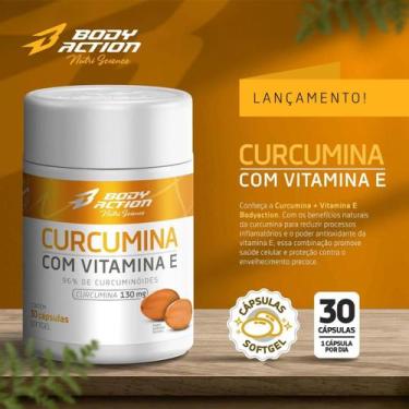 Imagem de Curcumina Com vitamina E 30 Cps Bodyaction, Sem sabor