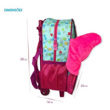 Imagem de Mochila Infantil Escolar Borboleta Rodinha Rosa
