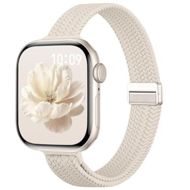 Imagem de Pulseira magnética fina elástica compatível com Apple Watch séries 11, 10, 9, 8, 7, 6, 5, 4, 3, SE 2 de 40 mm, 41 mm, 42 mm, 38 mm, 44 mm, 45 mm, 46 mm