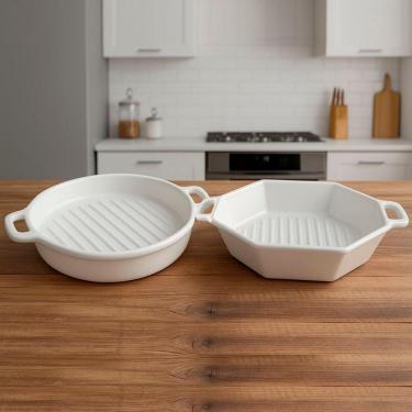 Imagem de Travessas Assadeira Petisqueira Restaurante Servir Jogo 2pçs