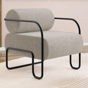 Imagem de Poltrona Decorativa Orgânica Living Miska Bouclê Bege - Desk Design