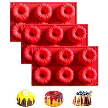 Imagem de SOV Mini forma de bolo de silicone, moldes de silicone para bolo, forma de bolo pequena com várias cavidades, moldes de silicone para cupcakes, muffins, pão de milho, brownies, donuts (3 pacotes)