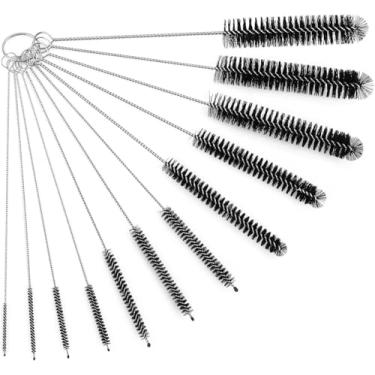 Imagem de Escova de Garrafa, Conjunto de 12 Escovas de Limpeza de Nylon para Garrafa, Cafeteira, Tubo, Cano, Copos de Vidro, Canudo e Bico de Chaleira, Preto
