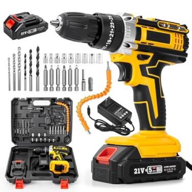 Imagem de Furadeira sem fio Parafusadeira elétrica 21V com mandril chave de 3 8 polegada embreagem 25 1 variável luz trabalho - potente para DIY doméstico reforma no jardim e reparos automotivos