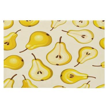 Imagem de Wassud Tapete de porta de pera 61 x 89 cm, tapete de área lavável antiderrapante com suporte de borracha, tapete macio e macio para sala de estar, quarto, entrada, entrada