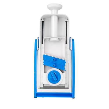 Imagem de Genérico Cortador Fatiador de Legumes Verduras Frutas Mandoline, Azul, Aço Inoxidável, Manual Por Alavanca, Lâmina Em Aço Inoxidável, Grade Quadriculada, Para Cortar Batatas Em Palito