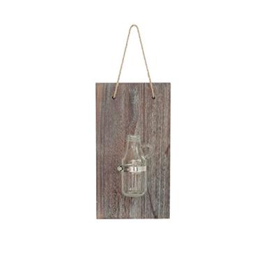 Imagem de Vaso de flores de vidro para pendurar na parede moderno com corda de madeira para decoração de casa