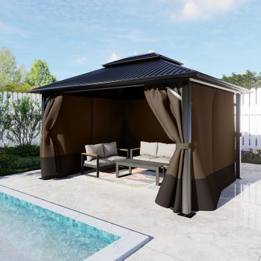 Imagem de BPS Cortina Gazebo de 3,5 m x 35,5 cm, privacidade, 4 painéis, cortina de substituição para exterior (apenas cortina)