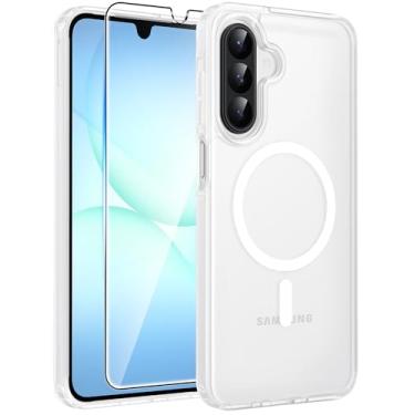 Imagem de FNTCASE Capa para celular Galaxy A17 5G: Capa de telefone para Galaxy A16 5G [compatível com Magsafe] Fosco Translúcido [Protetor de tela] Proteção de nível militar para Samsung A 17 e A 16 Capas