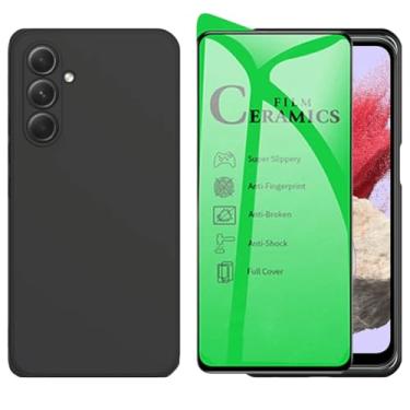 Imagem de Película de Cerâmica 9H Anti-Riscos e Capa Protetora Preta para Samsung Galaxy M34, Kit Premium de Proteção