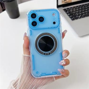 Imagem de SFDSUH Capa magnética com suporte giratório de 360° para iPhone 16e, à prova de choque, híbrida e transparente (para iPhone 16e/Azul)