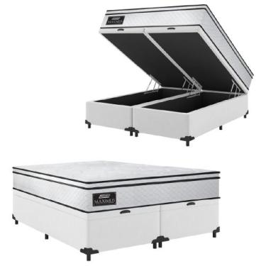 Imagem de Cama Box Baú Casal Queen Gazin Colchão Molas Ensacadas 158x198x65cm Ne