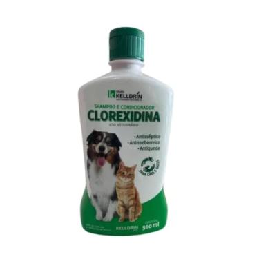 Imagem de Shampoo Clorexidina Condicionador 500ml Kelldrin 5 Em 1 Antisséptico Hidratação Nutrição Controle Odores Pelagem Macia Brilho Natural