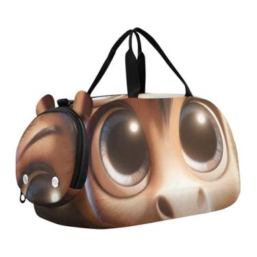 Imagem de Bolsa esportiva de viagem para meninos, burro, desenho animado, cavalo, durante a noite, para o fim de semana, bolsas de viagem, bolsa esportiva de dança, Cavalo fofo de desenho animado burro