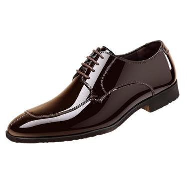 Imagem de Tênis masculino fashion casual verão cor sólida negócios formal sola macia sapatos de couro, Marrom, 38